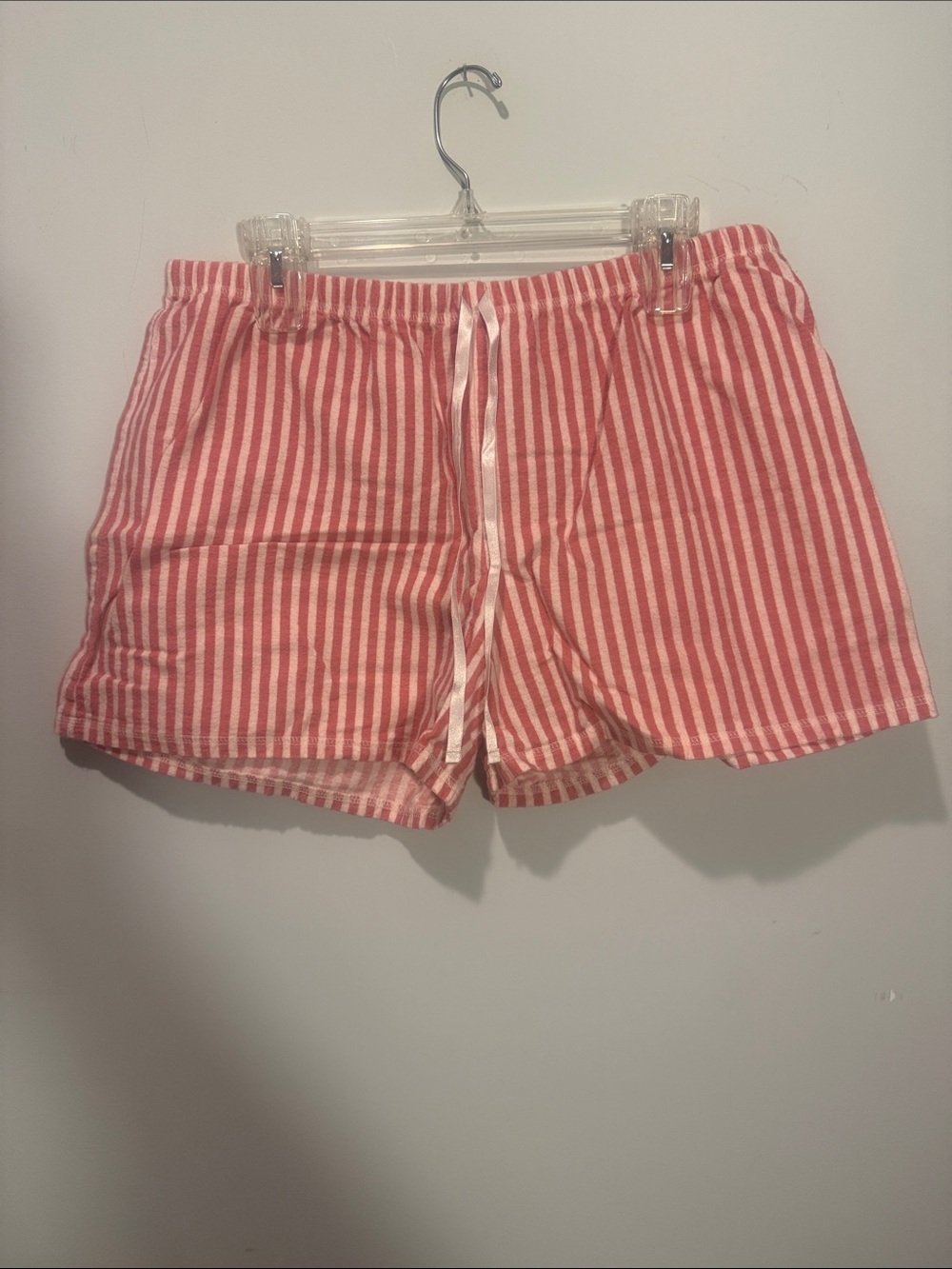 Garnet Hill Pink and White Striped Cotton Pajama Shorts